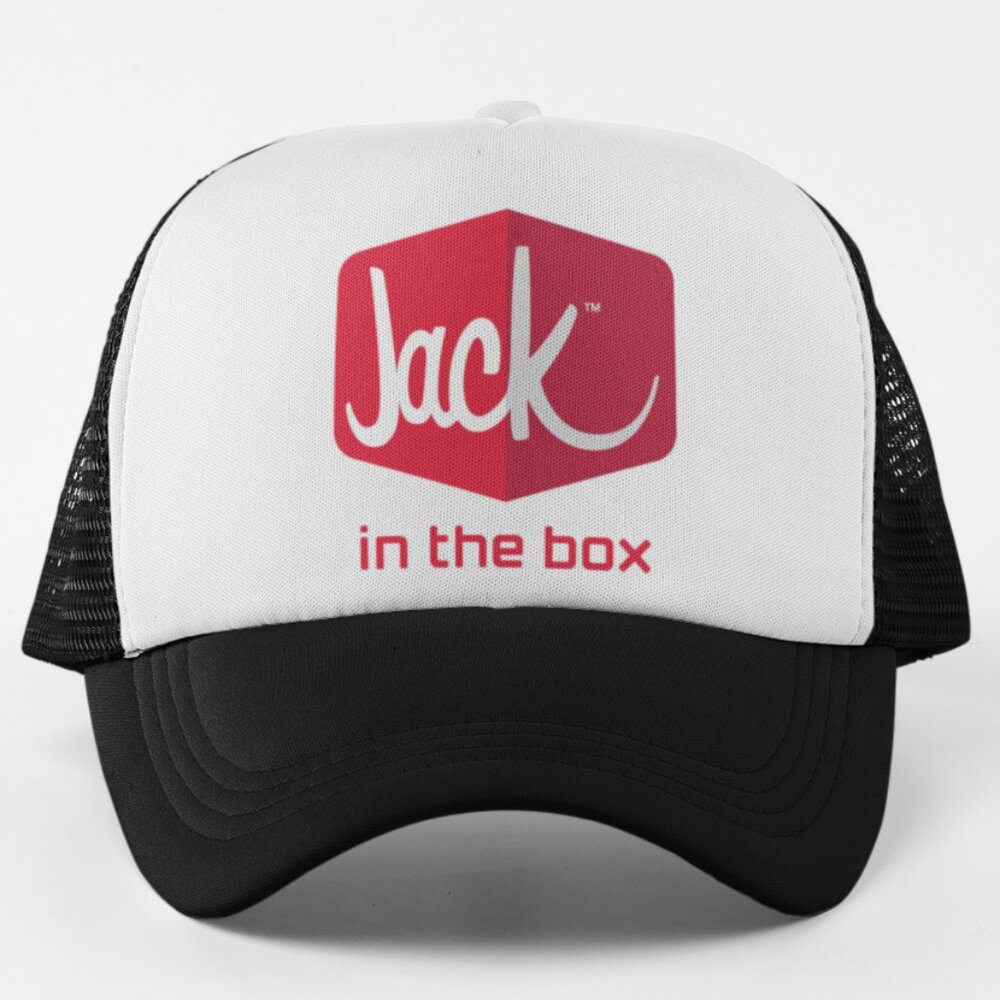 NEW Jack In The Box Foam Trucker Mesh Snapback Hat 2-TONE BLACK WHITE